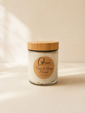 Bentonite & Hemp Face + Body Scrub in an 8 oz glass jar
