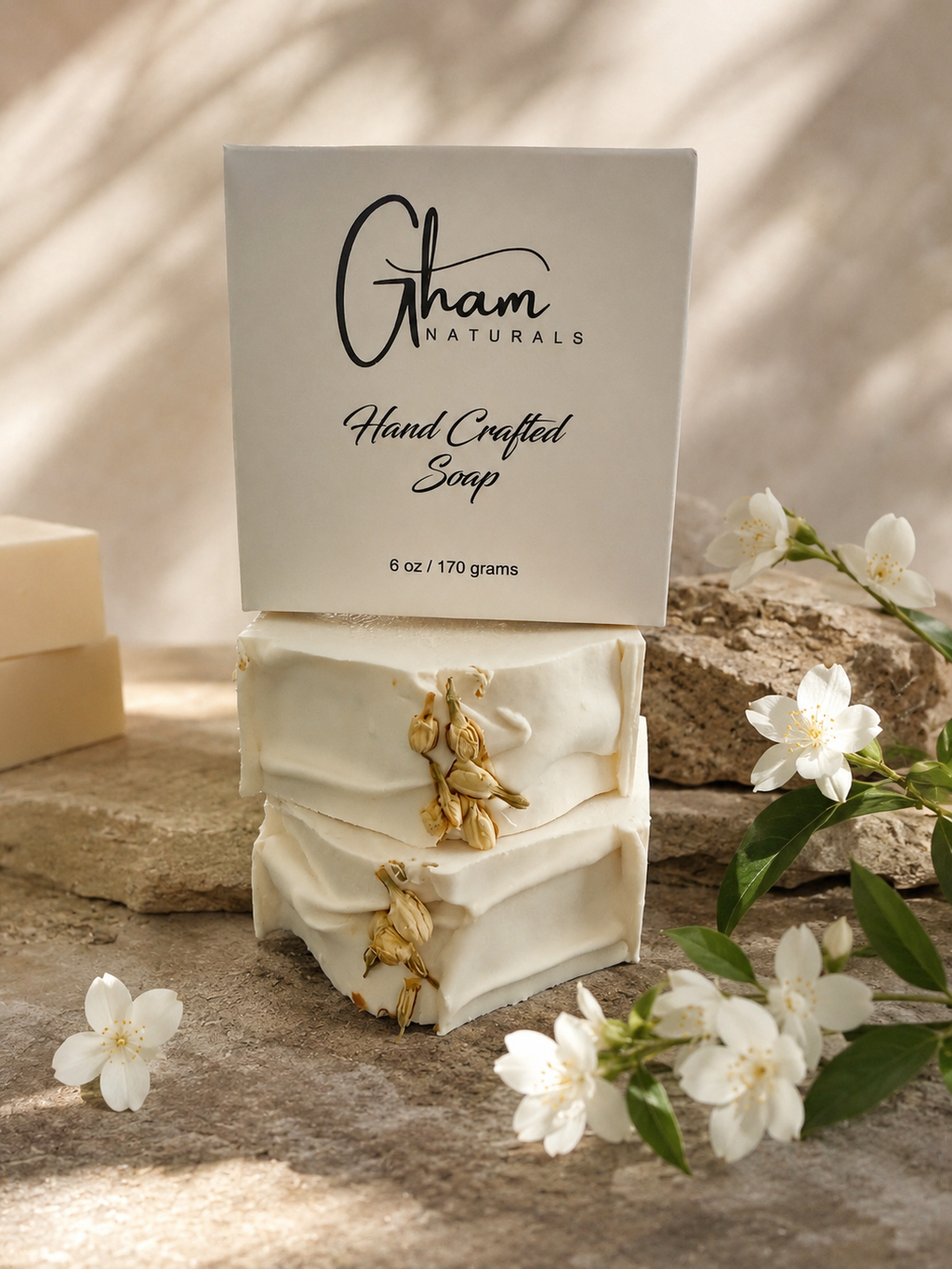Golden Jasmine Face + Body Bar with GHAM Naturals branded box
