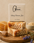 Honey Turmeric Face + Body Bar by GHAM Naturals — two stacked bars with box